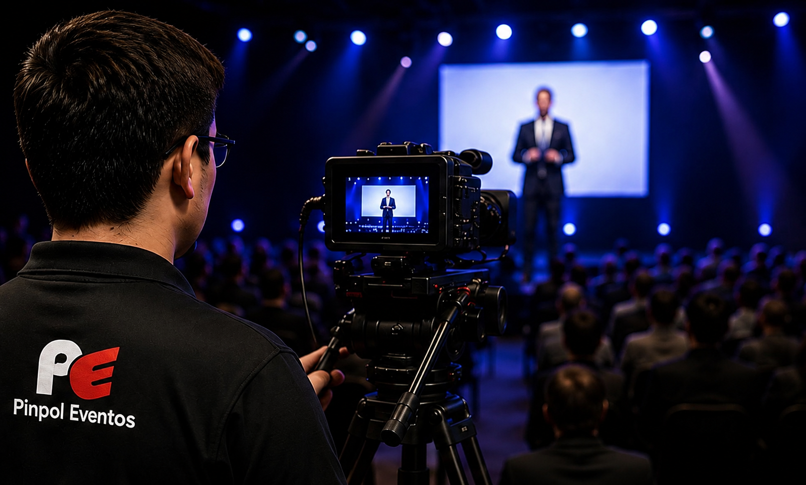 Camarógrafo de Pinpol Eventos realizando una producción audiovisual